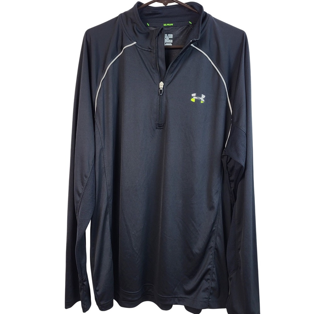 Under Armour Run Mens 2XL Black 1/4 Zip‎ Pullover Shirt Long Sleeve Performance